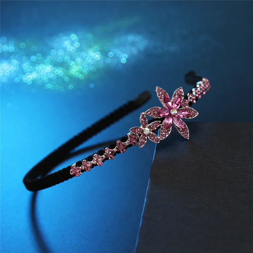 Модный обруч для волос женщин Rhinestone Flower Hair Band Lady Jewelry | Украшения и аксессуары