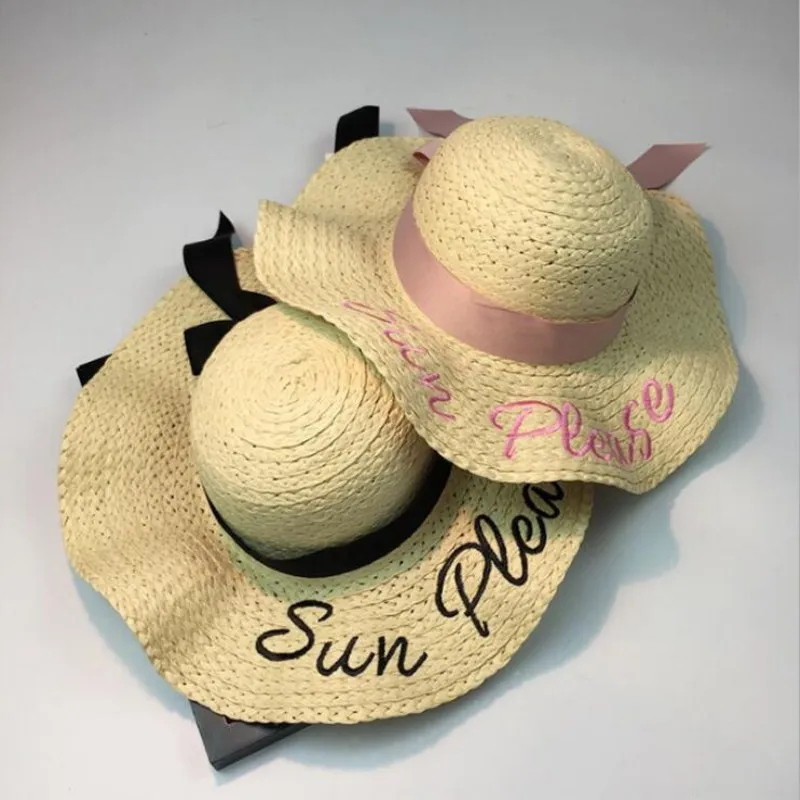 Шляпа женская Соломенная с вышитыми буквами широкими полями|straw hat|summer straw hatsummer hats