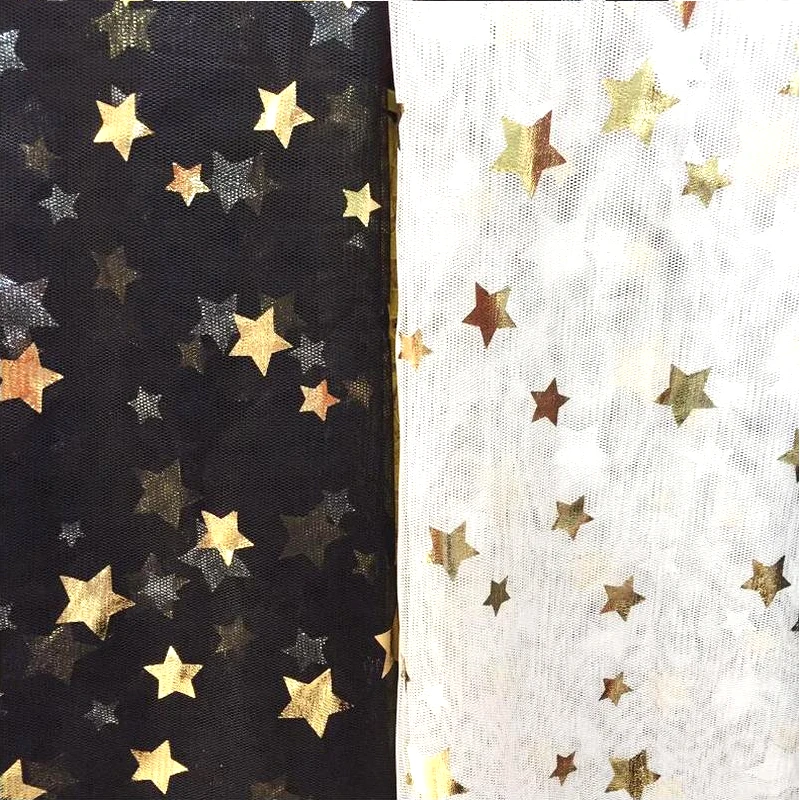 

5Yards/lot Colorful Soft Mesh Tulle Fabric Golden Sliver Star Glitter Fabric DIY Sewing Tutu Party Wedding Dress Decoration