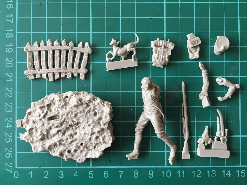 1/32 масштаб смолы фигура Строительный набор Наполеон эра стрелок с собакой 54 мм |