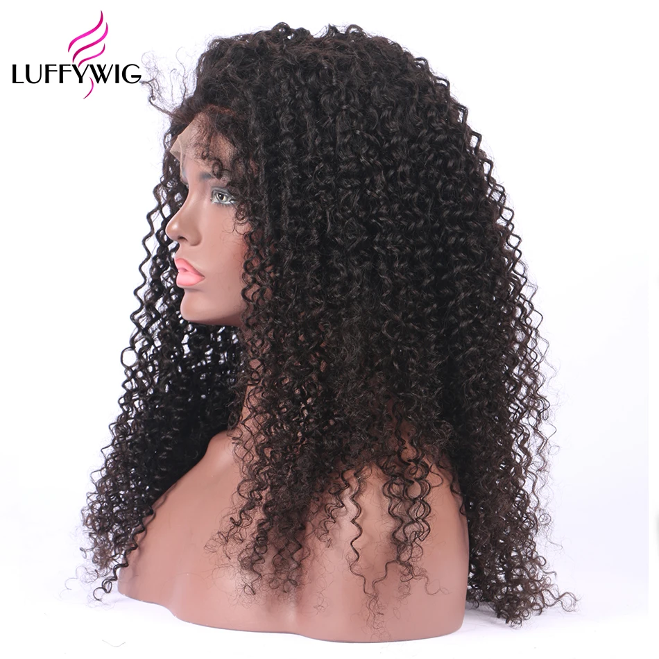 LUFFYHAIR кудрявые вьющиеся волосы бразильские полные кружевные человеческие волосы парики предварительно выщипанные волосы remy волосы для женщин