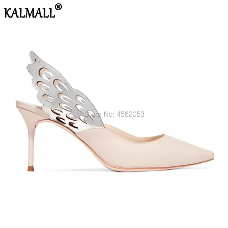 Женские туфли лодочки на шпильках KALMALL черные белые телесные с лазерным вырезом
