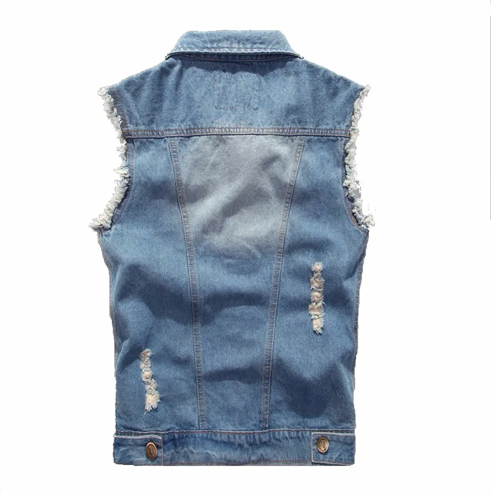 Для мужчин джинсовый жилет весна и лето-осень без рукавов в ковбойском стиле
