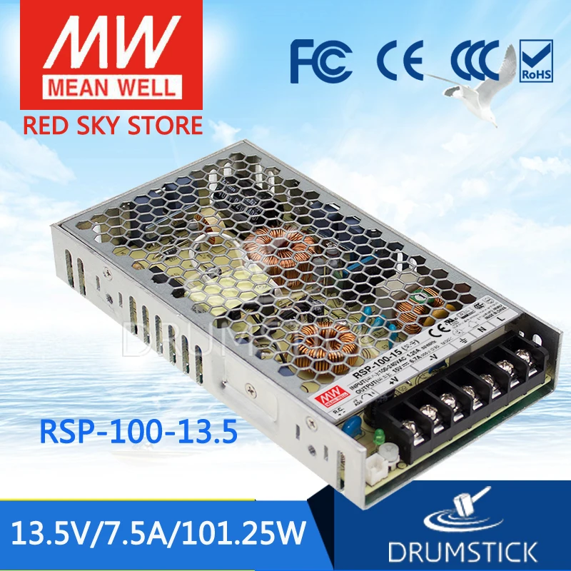 

patriotic MEAN WELL RSP-100-13.5 13.5V 7.5A meanwell RSP-100 13.5V 101.25W with PFC Function Power Supply