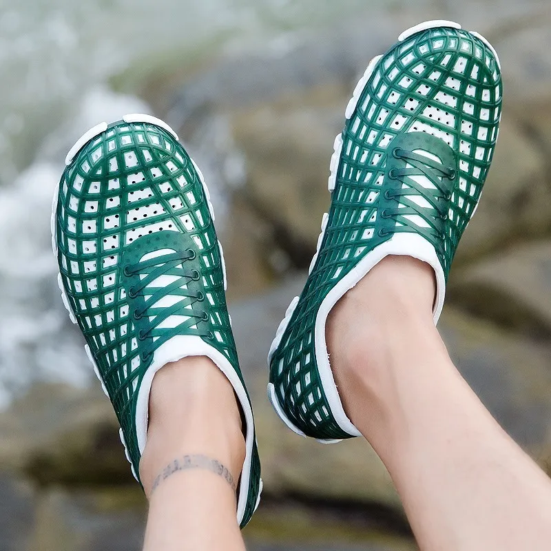 Для мужчин пляжные водонепроницаемая обувь шлепанцы для Плавания летняя дышащая