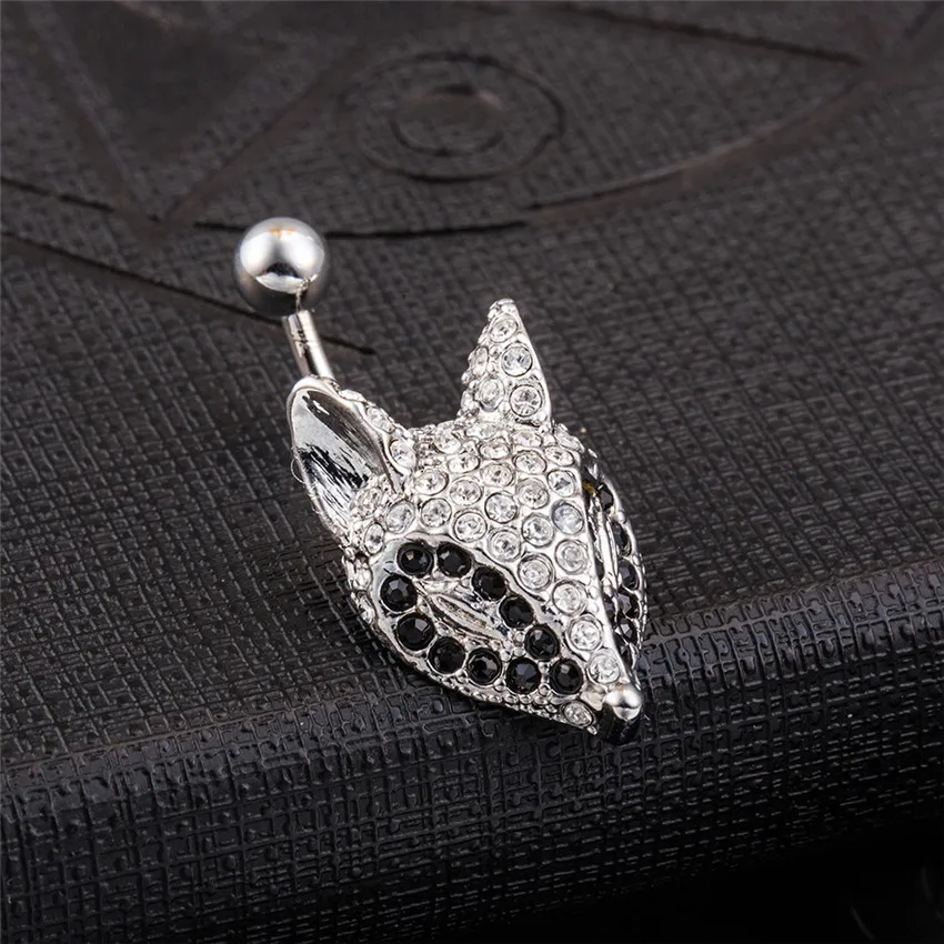 2019 Коктейльные Вечерние лиса пупка кольца из белого золота-Цвет женская