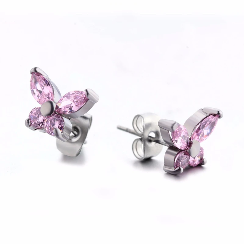 Серьги из нержавеющей стали 1 пара Женская Сережка гвоздик Бабочка серьги для