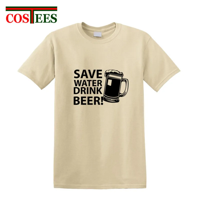 Comic Save Water Drink Beer футболка для мужчин большой Короткий Рукав Crewneck хлопок размера