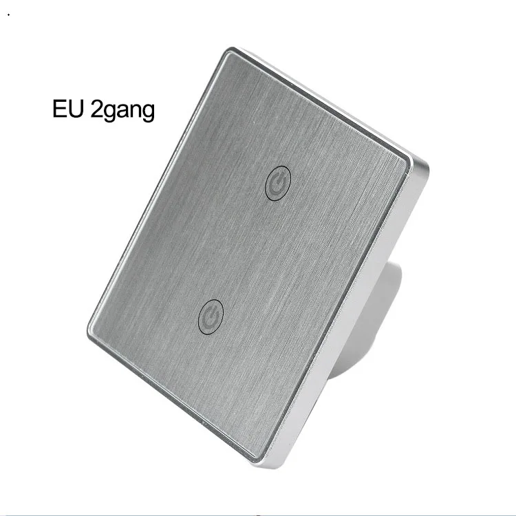Silver EU 2gang only Серебряный ЕС WiFi умный настенный сенсорный выключатель 1 2 3 банды беспроводной дистанционный выключатель света TUYA Smart life APP работает с Google home/Alexa - Комплект: Silver EU 2gang only