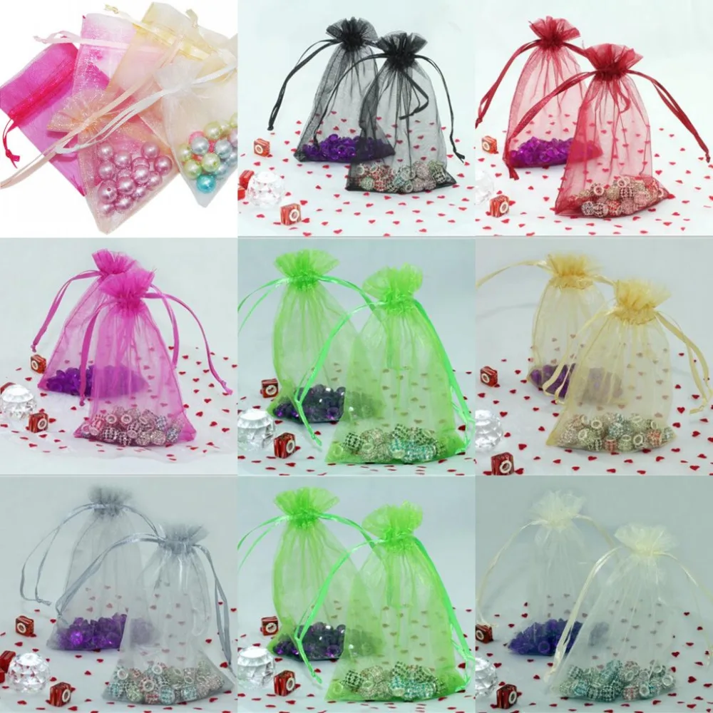 Подарочный мешочек из органзы 100 шт./лот серебряные мешочки 10x15 см свадебные