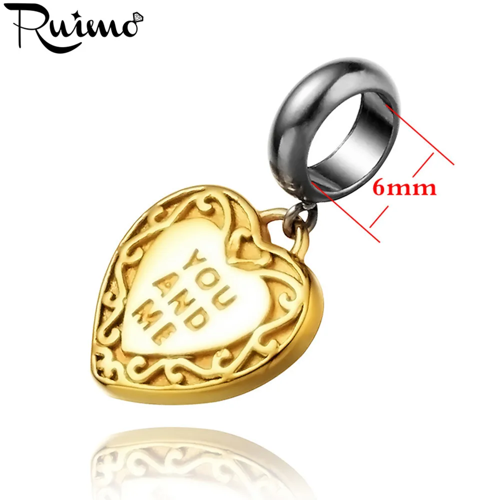 RUIMO You and Me Золотой шарм в форме сердца кулон из нержавеющей стали 316L для женщин