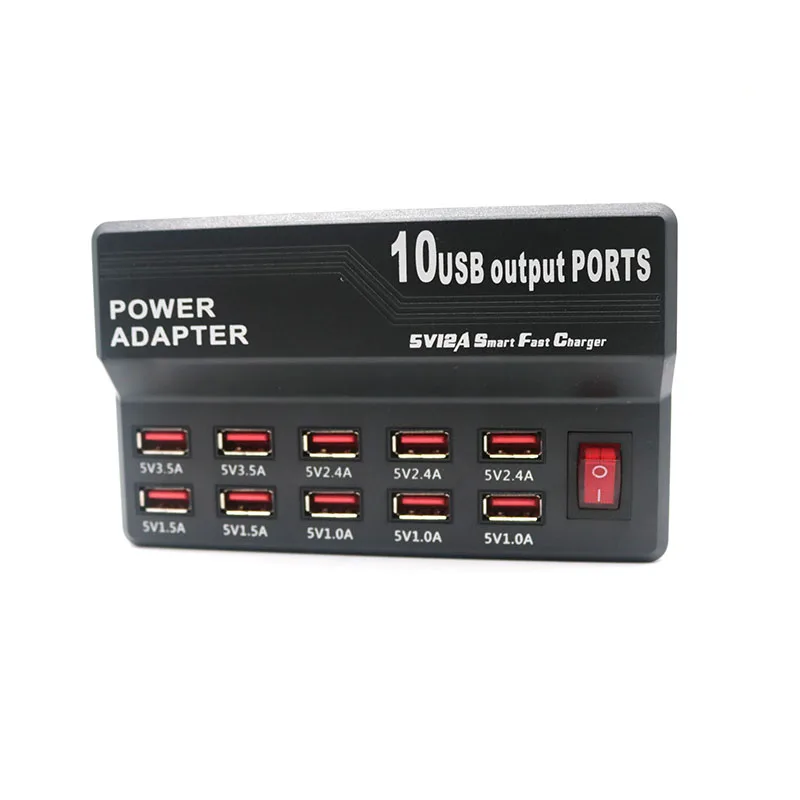 10 USB 2,0 портов 5 V 12A зарядное устройство с адаптером универсальная станция для iPhone для samsung для мобильных телефонов Xiaomi