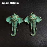 2pcs 4533mm retro patina plated zinc alloy green elephant charms pendants for diy jewelry accessories