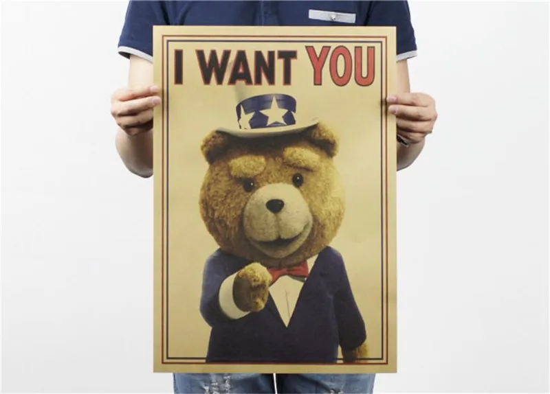 Home Decor Винтаж классический Мишка Тедди я хочу чтобы вы Плакат кафе бар комнаты
