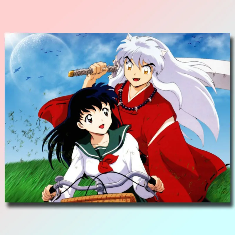Новая полноформатная/круглая 5D алмазная живопись Inuyasha Аниме картина сделай сам