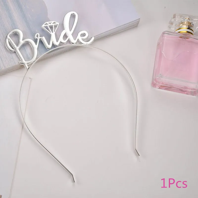 Chicinlife розовое золото буквы "Bride to be" Фольга шар Тиара волос в виде короны кольцо с бриллиантом шар девичник вечерние поставки - Цвет: Silver