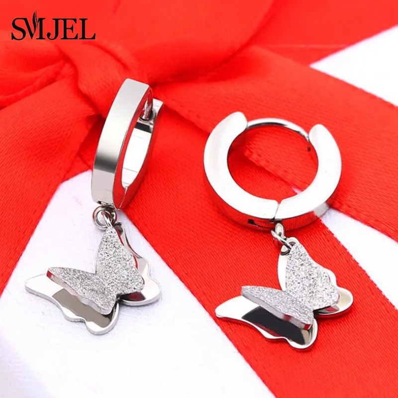 Серьги гвоздики SMJEL женские изящные украшения из нержавеющей стали под розовое
