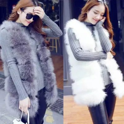 SZCHORIA искусственного меха Для женщин жилет куртка длинный тонкий плечами Пальто