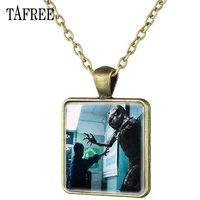tafree american montauk stranger things pendant square necklace art picture glass cabochon dome necklace for men jewelry qf119