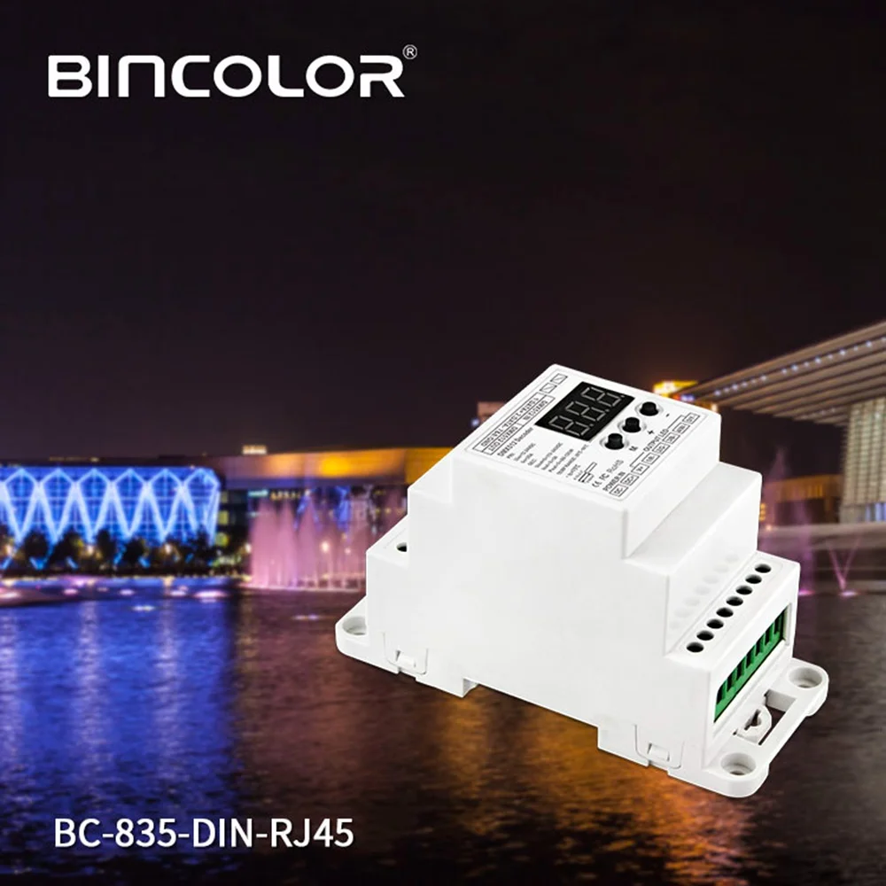 BC-835-Din-RJ45 Din Rail 5Ch CV Pwm Dmx512/1990 контроллер декодера для светодиодной ленты | Лампы и