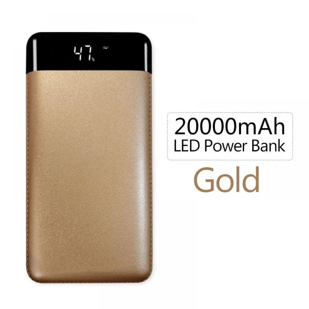 Внешний аккумулятор power Bank 20000 mAh для портативного зарядного устройства USB для телефонов с быстрой зарядкой, светодиодный аккумулятор для Android Iphone, зарядное устройство Xiaomi