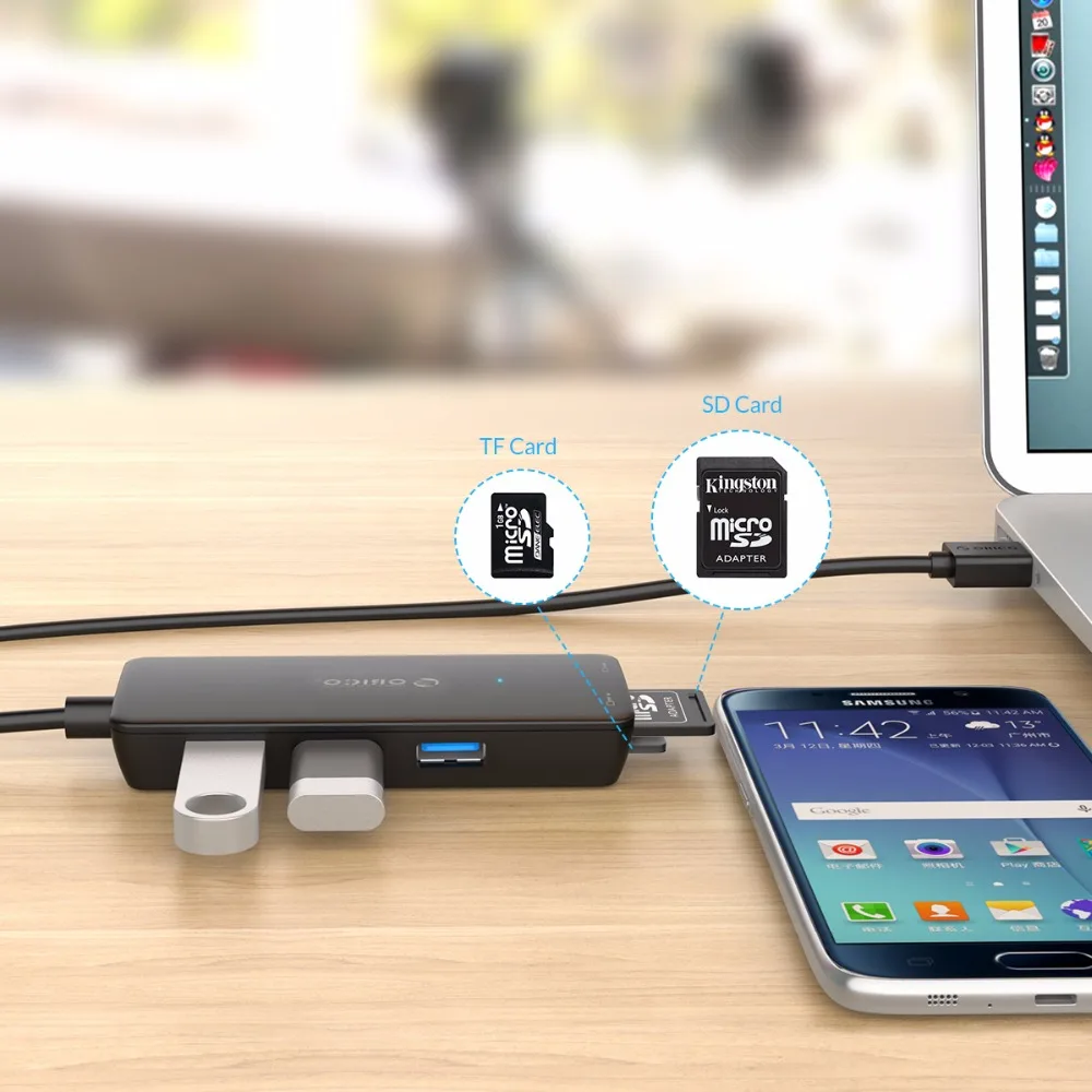 ORICO H3TS U3 Многофункциональный 3 порта USB 0 концентратор с SD/TF кард ридер карты памяти