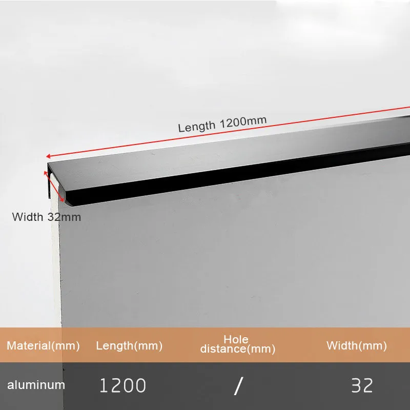 Black Length 1200mm NAIERDI, золотой, черный, скрытый шкаф, тянет, алюминиевый сплав, кухонный шкаф, ручки для ящиков, ручки для мебели, фурнитура для спальни - Цвет: Black Length 1200mm