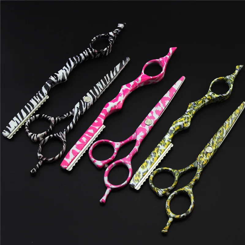 5 дюймов для женщин и девочек цветочный узор стрижка волос прямые бритвы