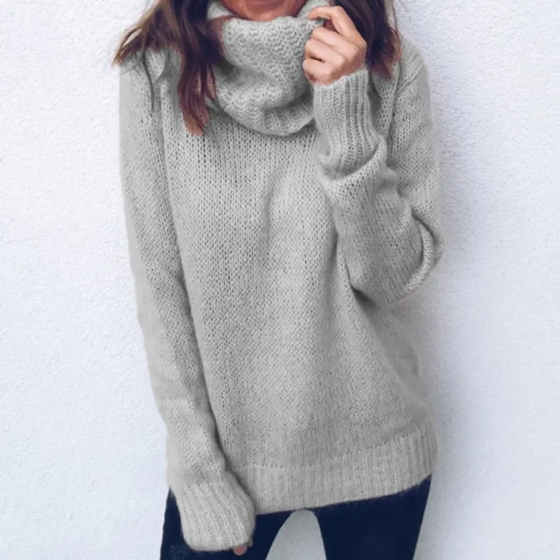 Turtleneck Women Sweaters and Pullovers 2018 Winter Plus Size Fashion Loose Knitted Sweater 3XL Female Jumper Tops | Женская одежда