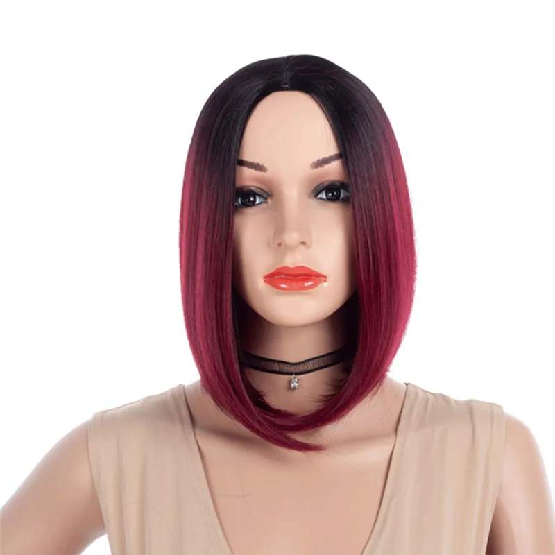 MSI Wigs два тона блонд Омбре парик натуральный афро короткие прямые волосы синтетические парики для женщин термостойкие