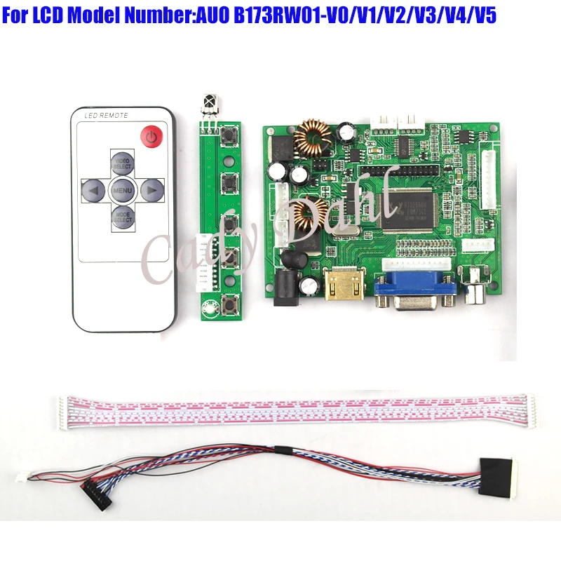 Плата аудиоконтроллера HDMI VGA 2AV + 40 контактный кабель Lvds комплект дистанционного