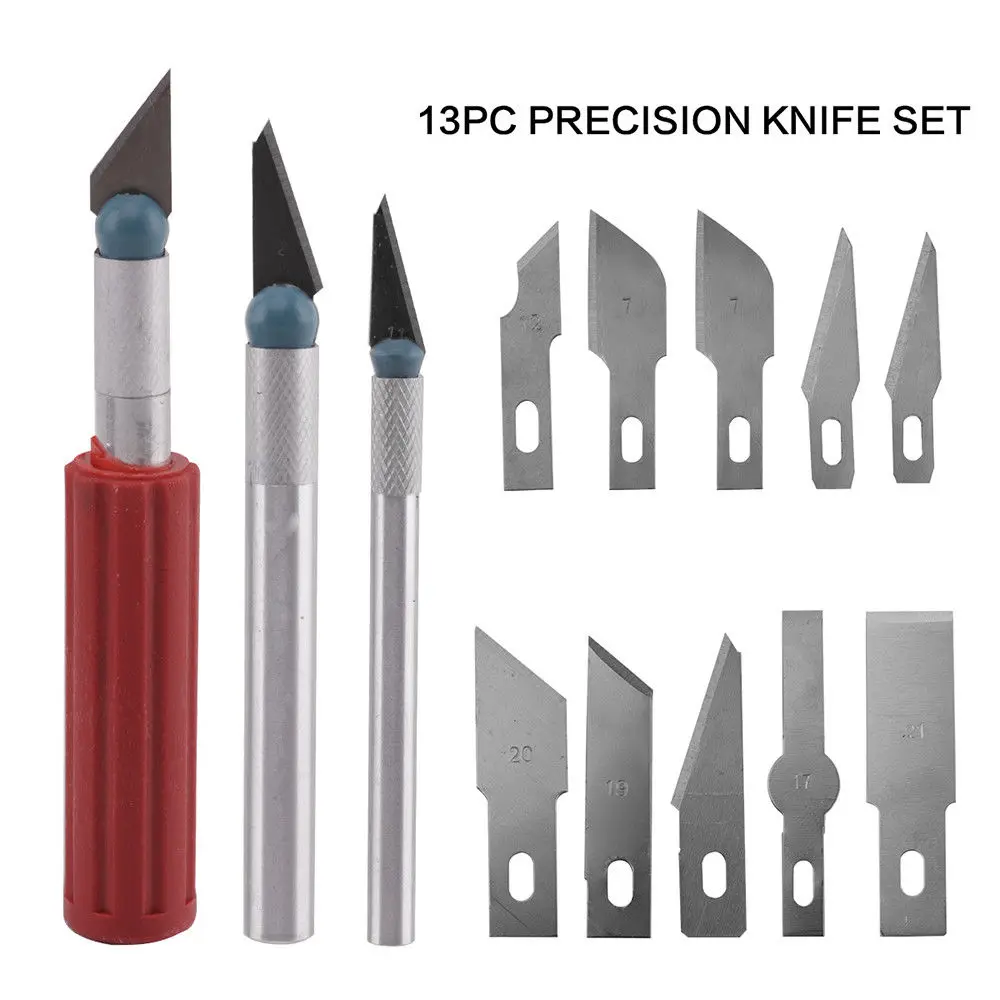 Craft Artwork Cutting Knife DIY Carving Knife Stencil Scoring Hobby Chiseling Model Repairing Sculpture Scalpel Knife 13PCS/lot