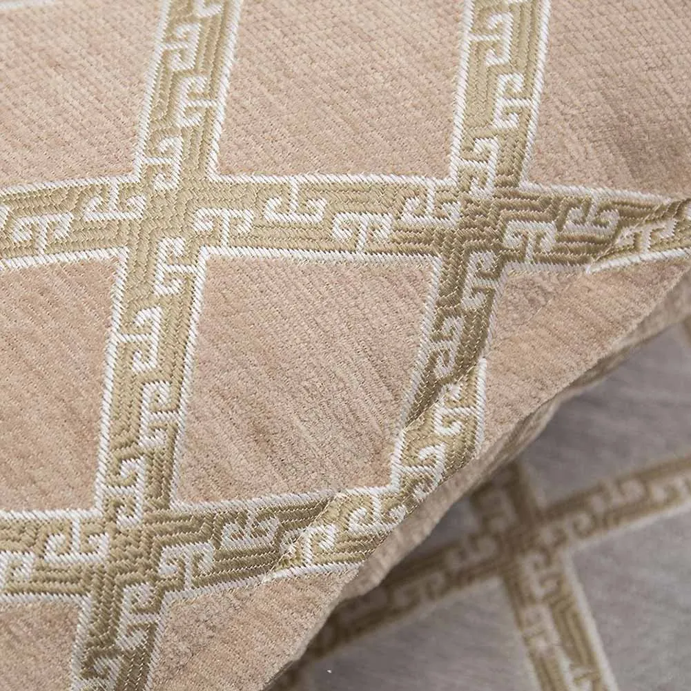 

Meijuner Cushion Cover Vintage Chenille Pillowcase Jacquard Grid Cushion Case Plaid Pattern Elegant Cushion Cover For HomeY388