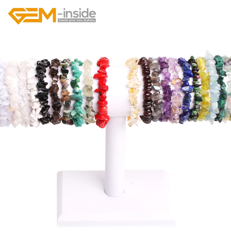 Простой браслет с натуральными драгоценными камнями разнообразные тянущиеся