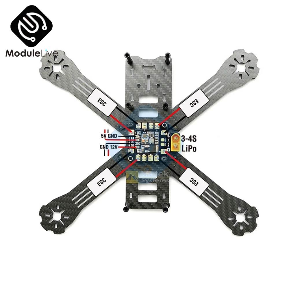 Мини блок питания PDB XT60 распределительная плата модуль с BEC 5V 12V для FPV дрона