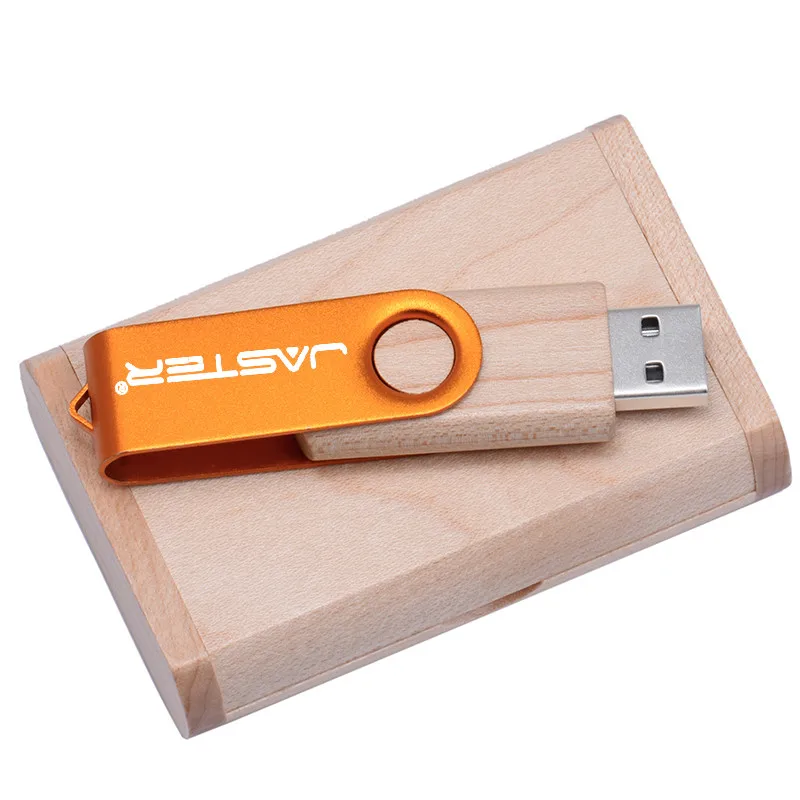 F JASTER деревянный металлический вращающийся USB с коробкой usb флеш-накопитель карта памяти Флешка 4 ГБ 8 ГБ 16 ГБ 32 ГБ логотип для фотографии - Цвет: F