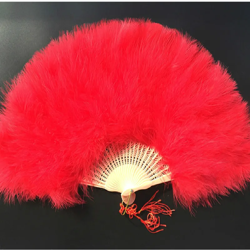 Retro Nostalgia Style Boutique Full Velvet Thickening Feather Hand Fan Cheongsam Show Dance Performance Fan abanicos para boda