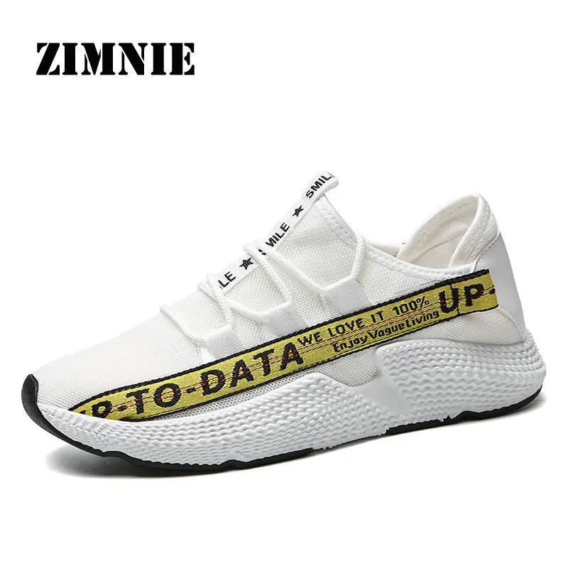 White Yellow ZIMNIE/Новинка года; повседневная мужская обувь; дышащая летняя спортивная обувь из сетчатого материала; кроссовки; Модные дышащие легкие кроссовки для бега - Цвет: White Yellow
