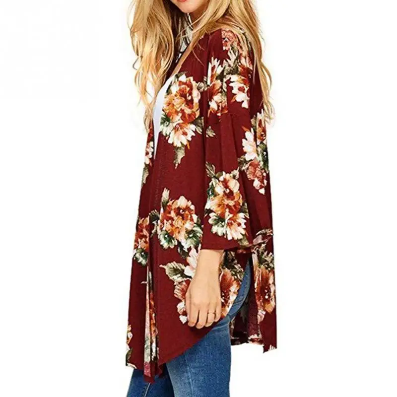Лидер продаж 2018 г. Модные осенние женские летние бохо-пальто шаль Кимоно Кардиган