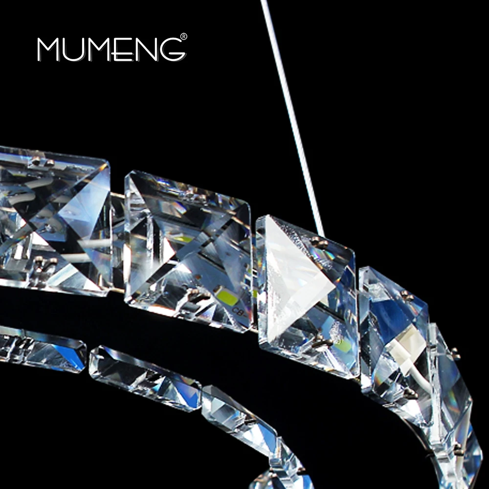mumeng K9 Crystal Chandelier LED Circle Kitchen Luminaria Ring Dining room living Hanging Lamp 90-265v Light Fixture | Освещение