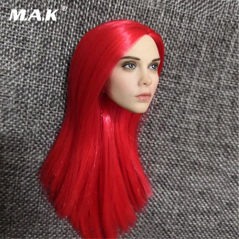 1:6, красные длинные волосы, европейская красота, Jaina Lee Ortiz, масштаб 1/6, вилла, голова, лепим, резьба, подходит для 12 дюймов, Phicen, Женская фигурка, игрушки для тела