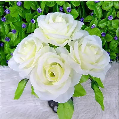 Главная Свадебная вечеринка цветок декор Открытые розы букет Шелковый гирлянды