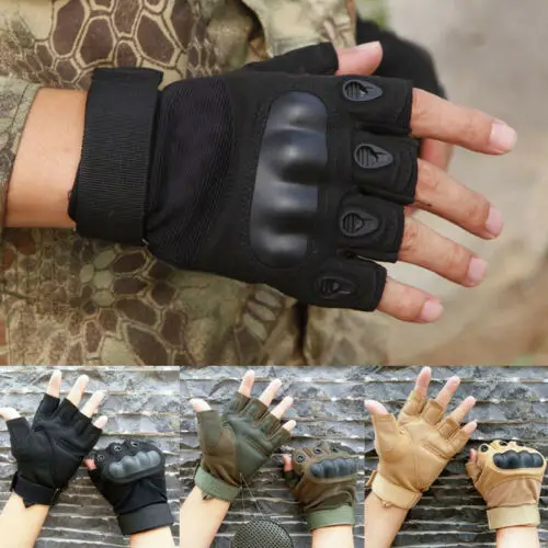 Тактический с твердыми костяшками Половина Finger Прихватки для мангала мужчин