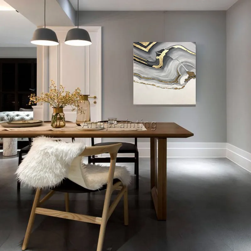 Абстрактная Картина на холсте акриловая Золотая картина quadros caudros decoracion
