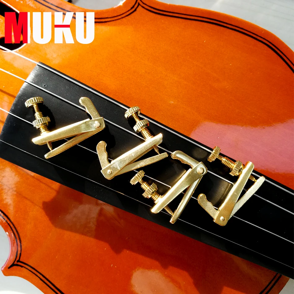 

BATESMUSIC 4pcs Violin Parts String Adjuster Fine Tuner 3/4 -4/4 Black and Gold Violin Parts Accessories Pack of 4