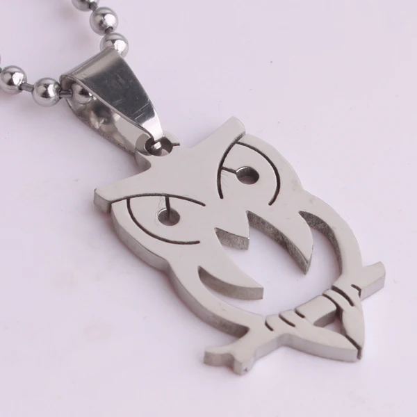 Серебряный цвет маленькая сова 316L кулон из нержавеющей стали бусины для ожерелья