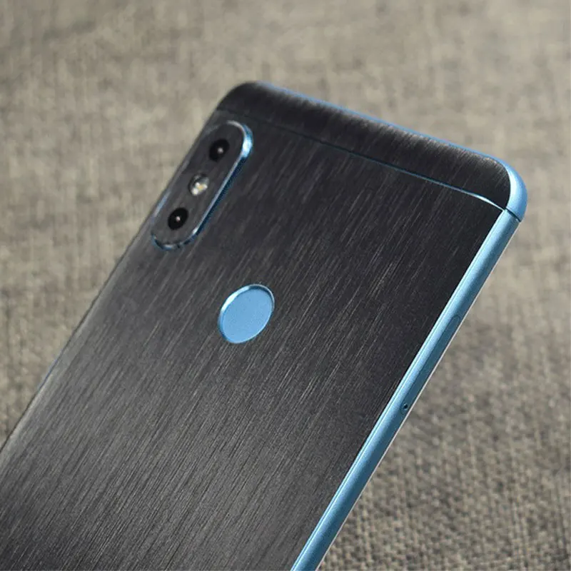 2018 Metal Wire Drawing Grain Sticker Film Wrap Skins Phone Back Membrane Protective for Xiaomi Redmi Note5 |