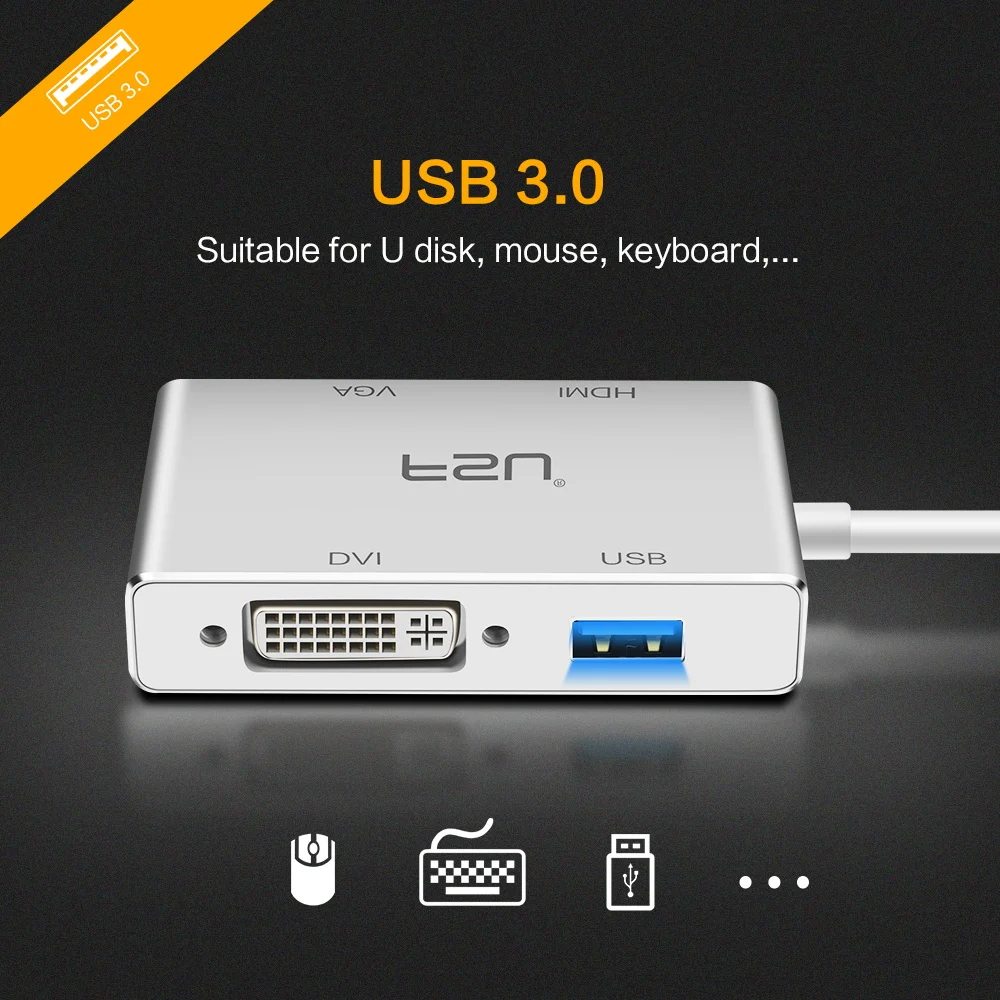 4K UHD USB 3 1 type C концентратор Thunderbolt к HDMI VGA DVI 0 адаптер конвертер кабель для ноутбука