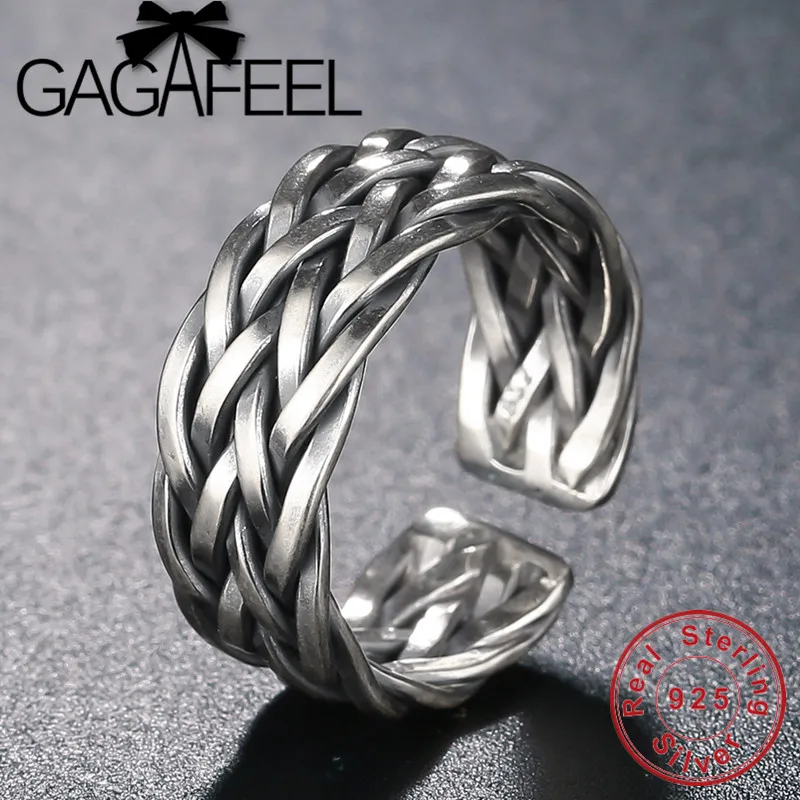 Мужские/Женские винтажные кольца GAGAFEEL плетеные для возлюбленной из 100% чистого