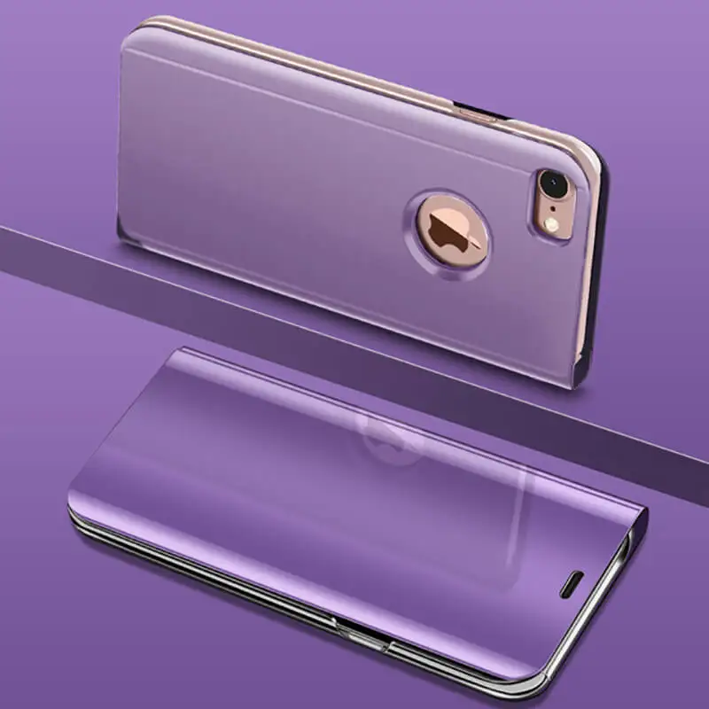 Роскошный умный зеркальный флип-чехол для телефона для iPhone 6 6S 7 8 Plus X крышка кожи с ремнем через плечо на подставке для iPhone XR XS Max чехол - Цвет: Фиолетовый